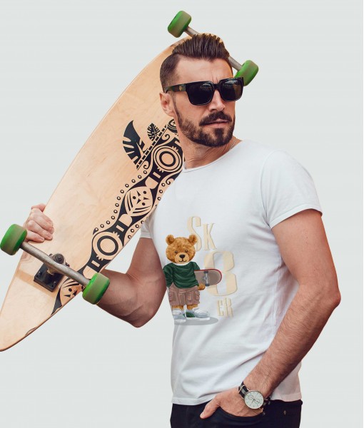 Мъжка тениска с щампа Мечета Skater bear